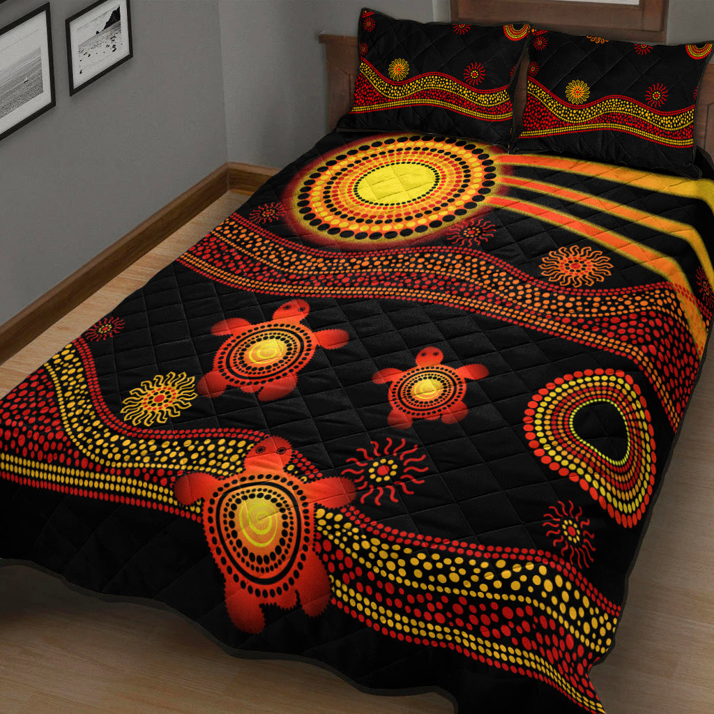 aboriginal-indigenous-flag-vibes-quilt-bed-set-turtle