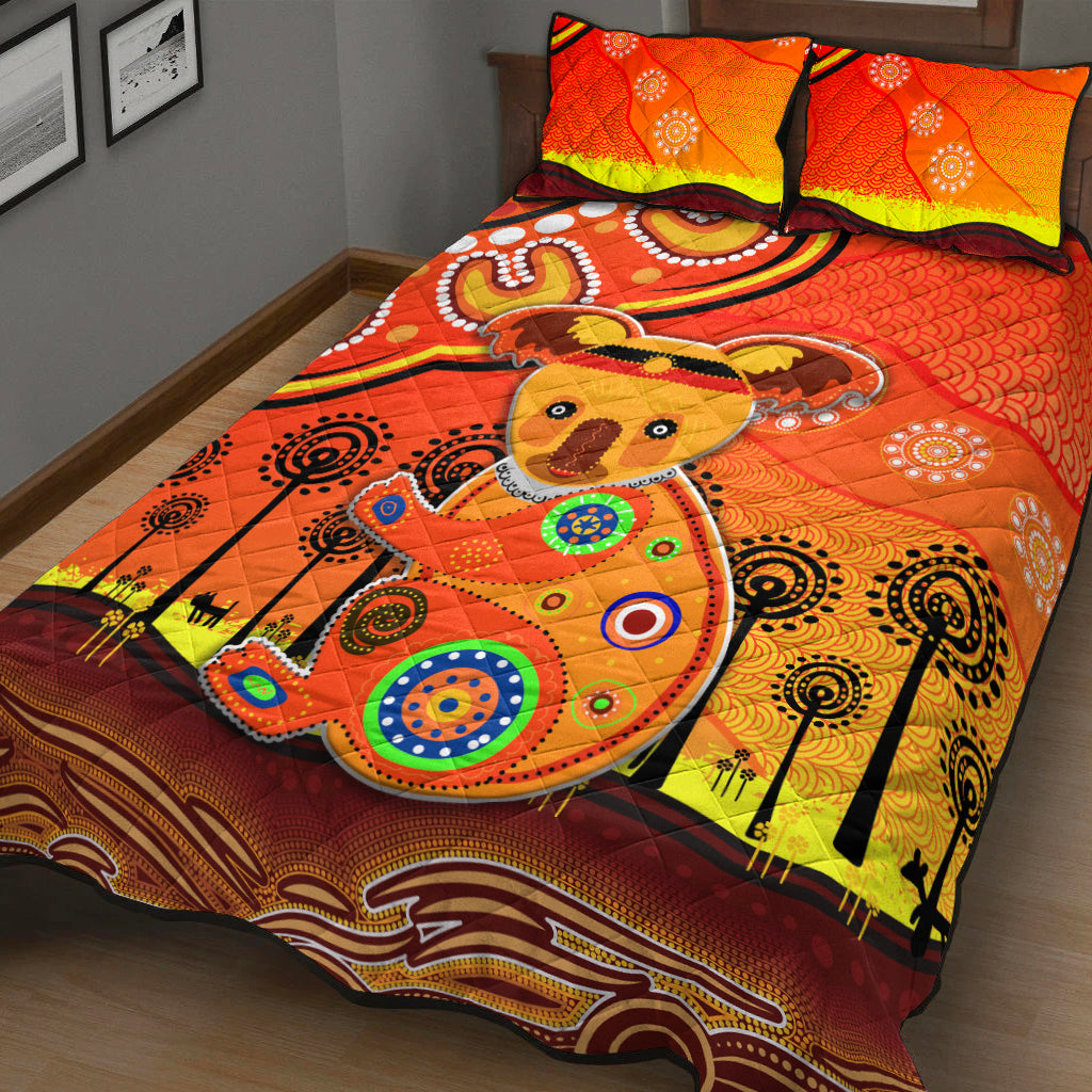 aboriginal-art-koala-quilt-bed-set-indigenous-unique-vibes-orange