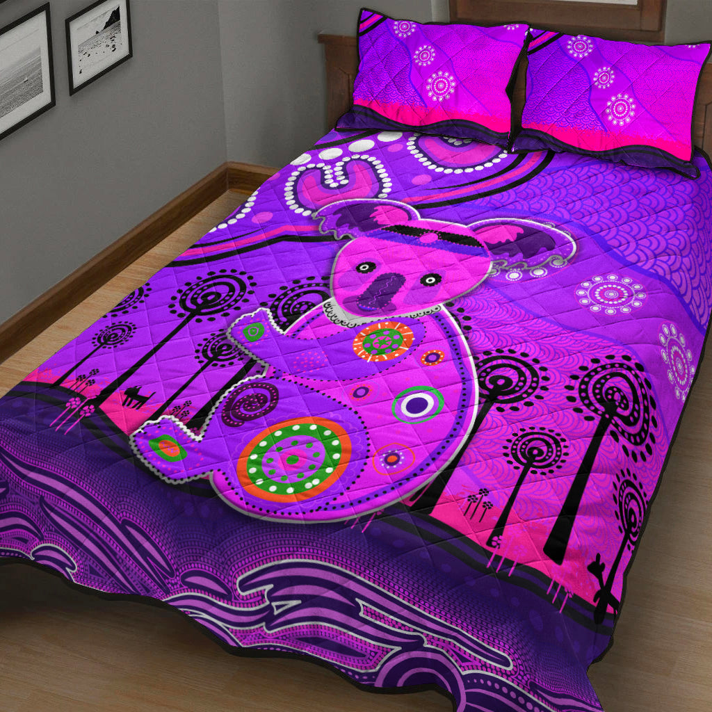 aboriginal-art-koala-quilt-bed-set-indigenous-unique-vibes-purple