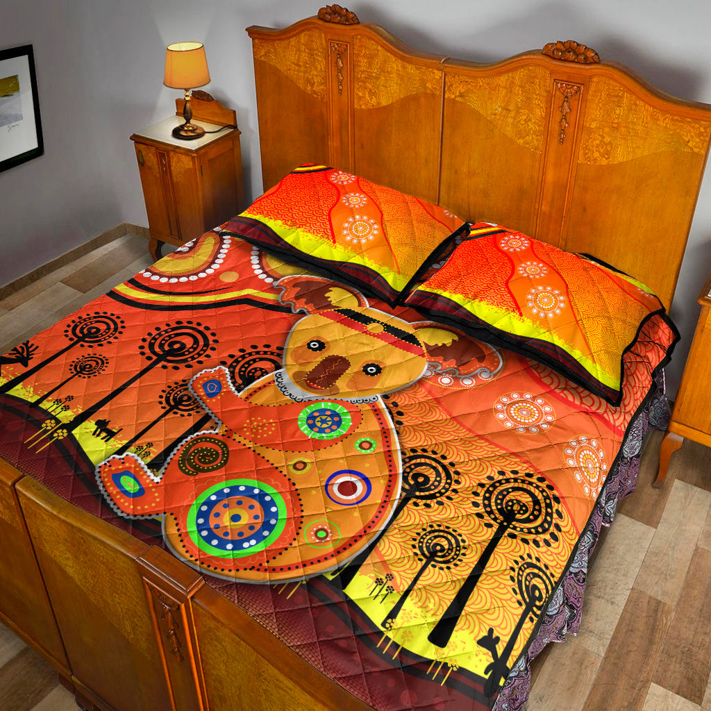 aboriginal-art-koala-quilt-bed-set-indigenous-unique-vibes-orange