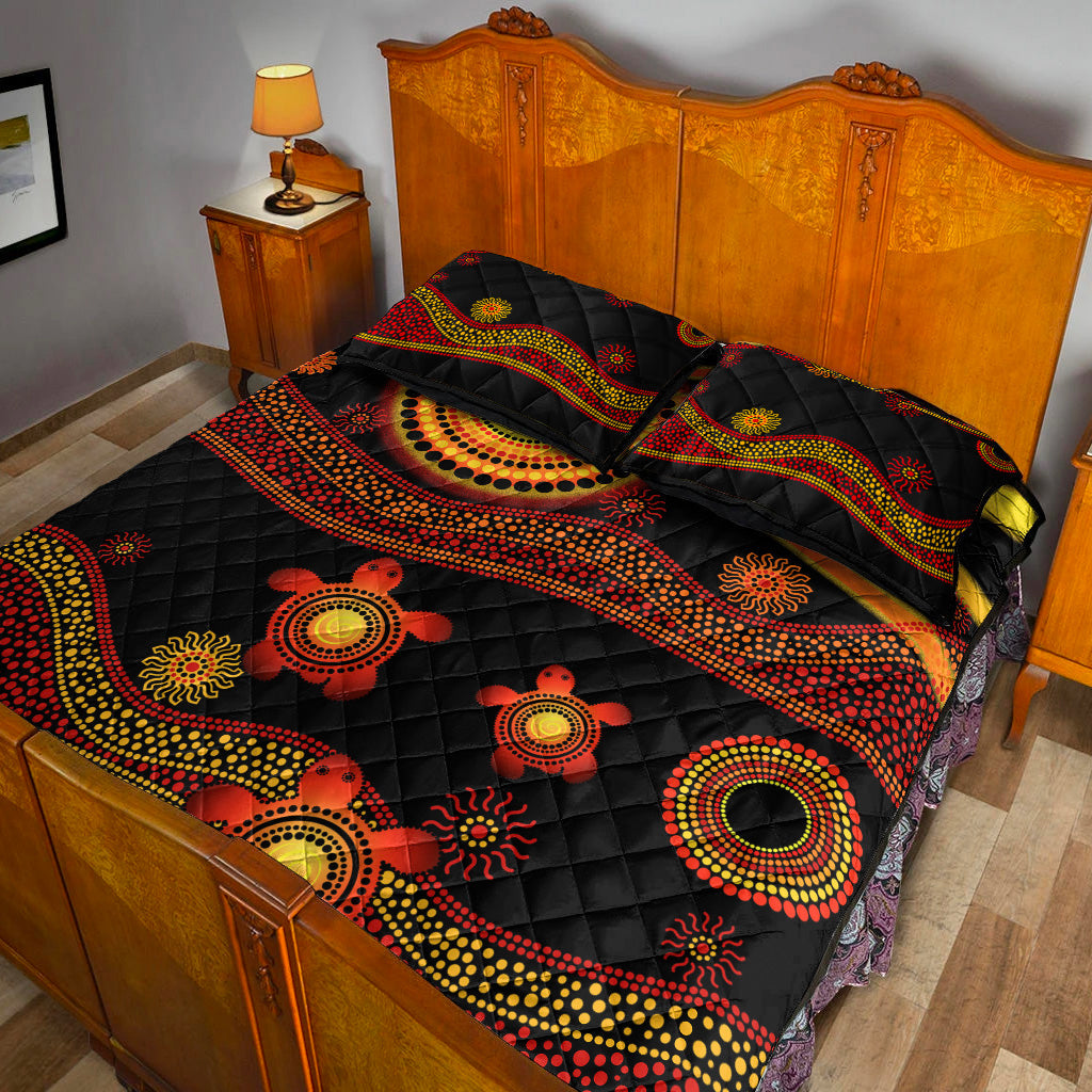 aboriginal-indigenous-flag-vibes-quilt-bed-set-turtle