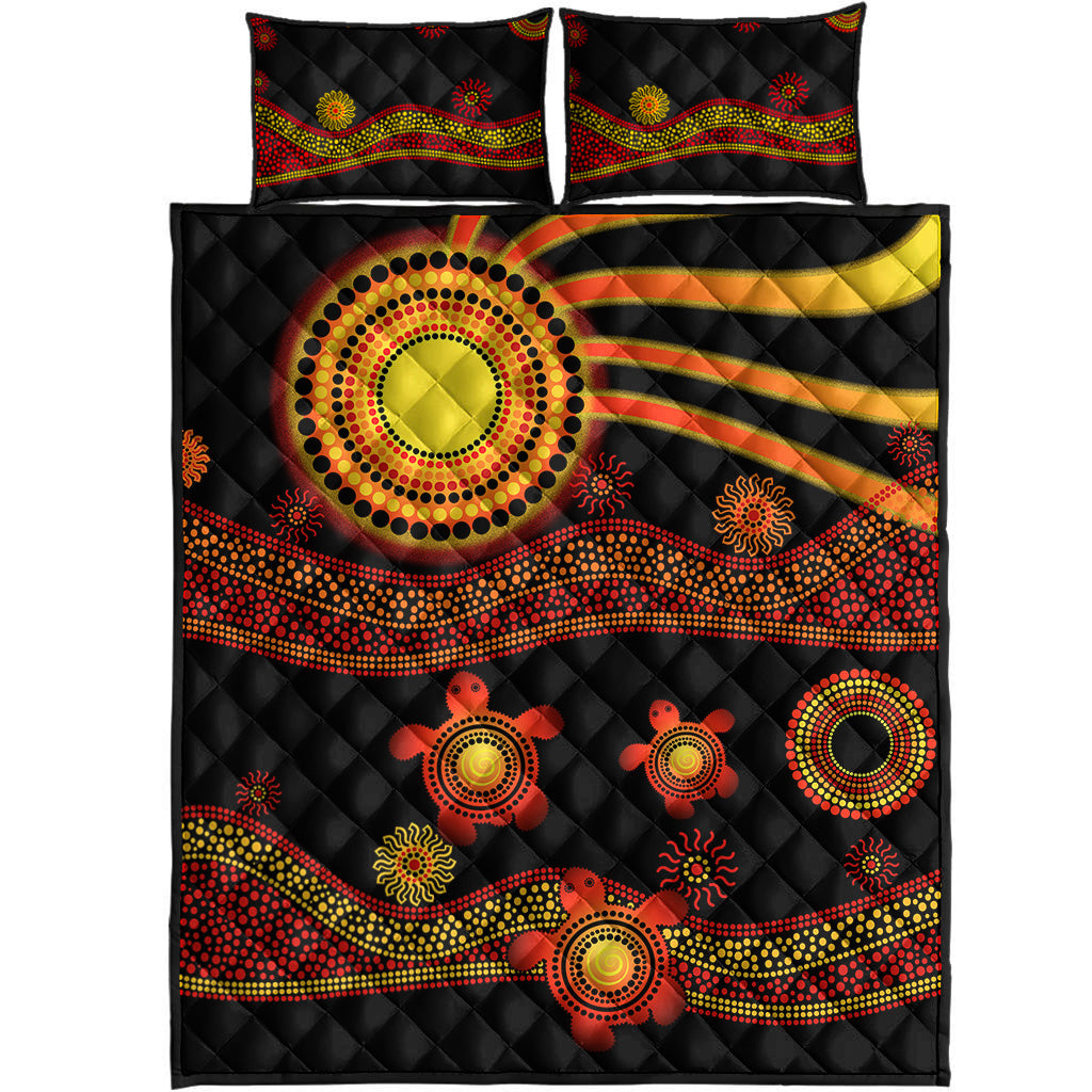 aboriginal-indigenous-flag-vibes-quilt-bed-set-turtle