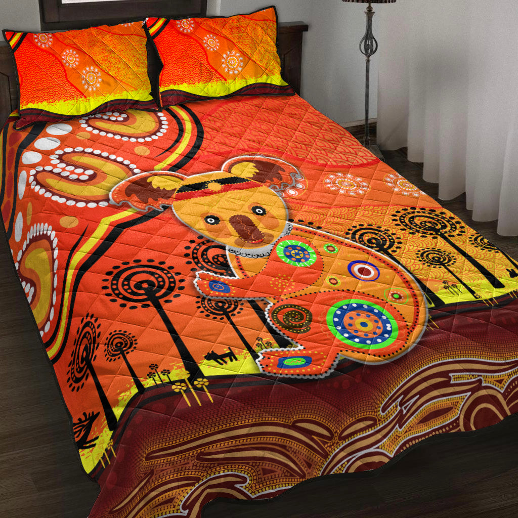 aboriginal-art-koala-quilt-bed-set-indigenous-unique-vibes-orange