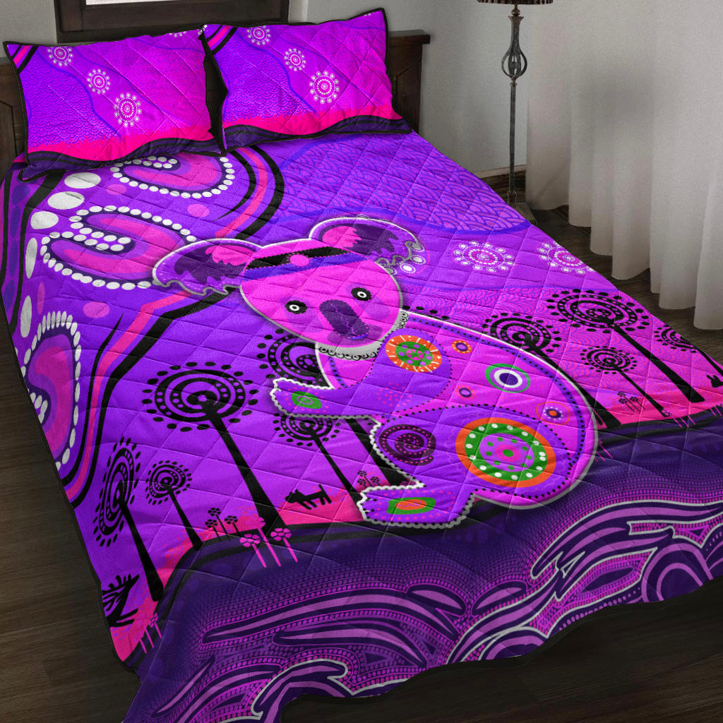 aboriginal-art-koala-quilt-bed-set-indigenous-unique-vibes-purple