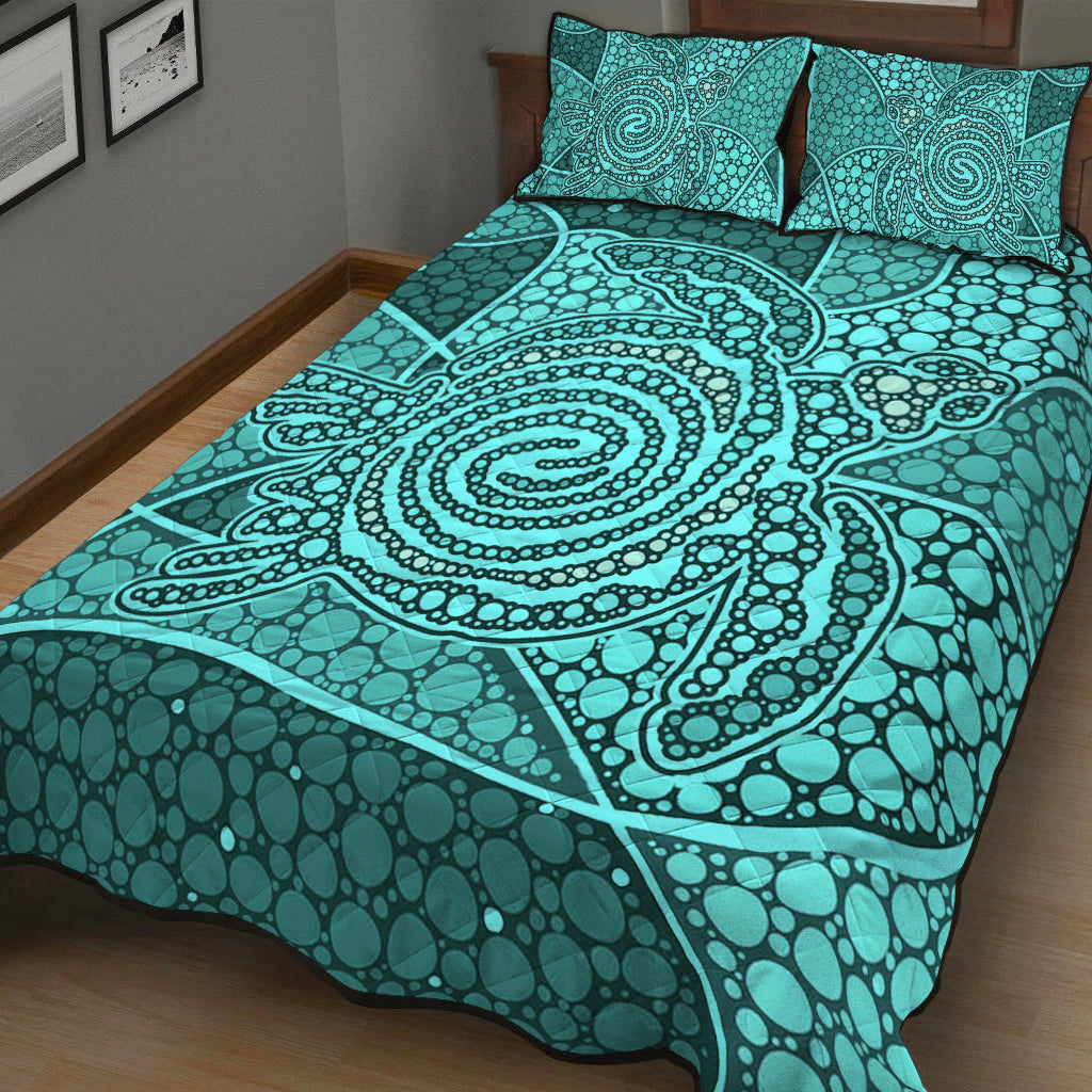 turtle-quilt-bedding-set-aboriginal-green-style