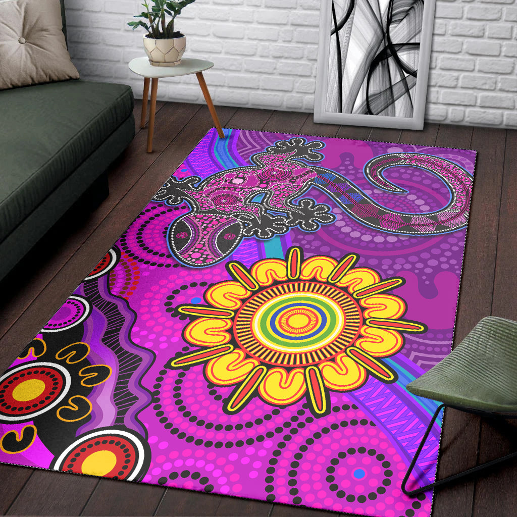 australia-lizard-and-sun-area-rug-aboriginal-art-purple