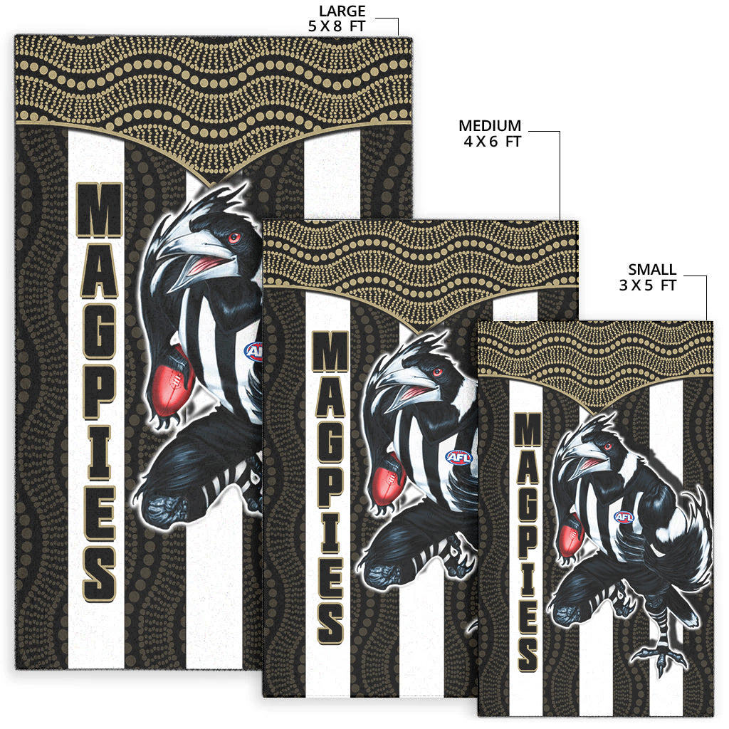 magpies-football-area-rug-collingwood-1892-indigenous-sporty-style-ver01