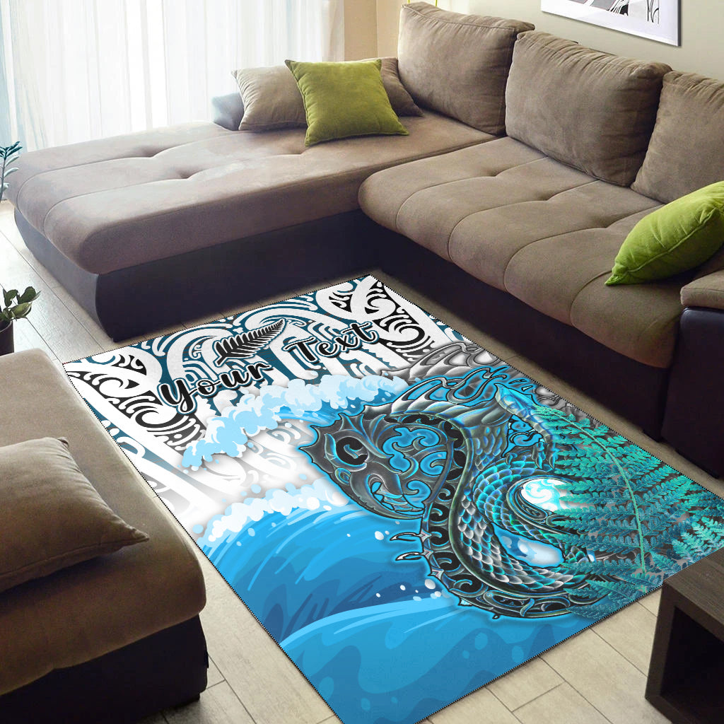 custom-personalised-manaia-maori-area-rug-fern-aotearoa-blue-waves