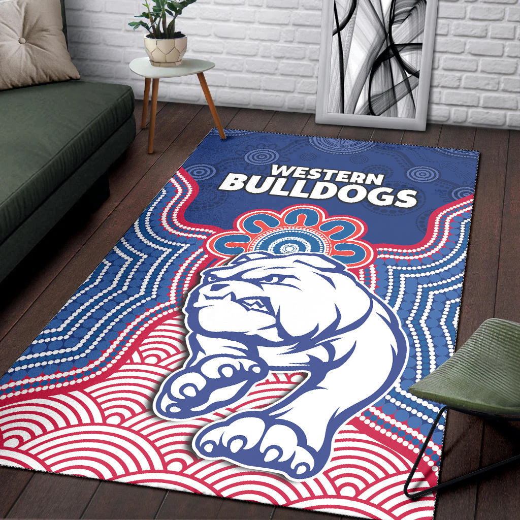 bulldogs-football-area-rug-western-doggies-aboriginal-art-ver02