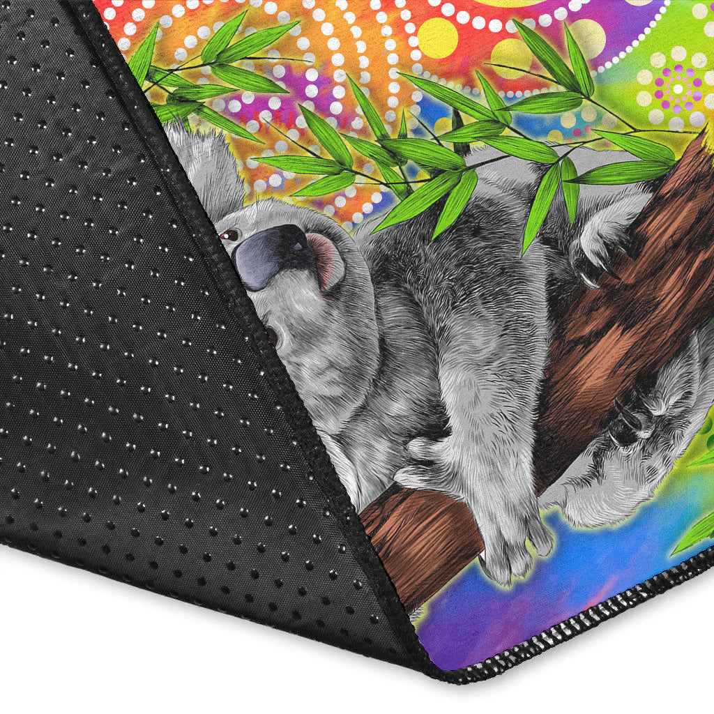 custom-personalised-australia-koala-aboriginal-area-rug-rainbow-tie-dye-merry-christmas