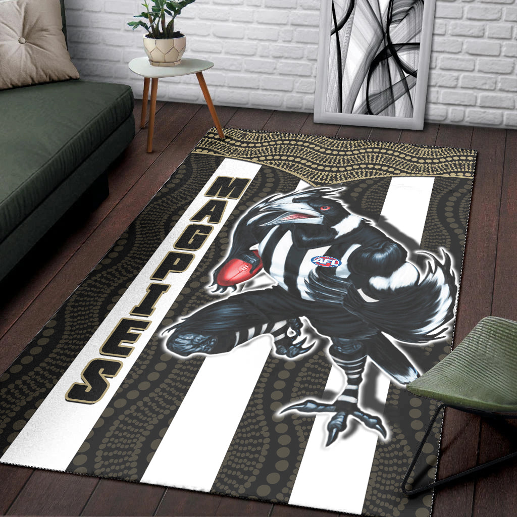 magpies-football-area-rug-collingwood-1892-indigenous-sporty-style-ver01