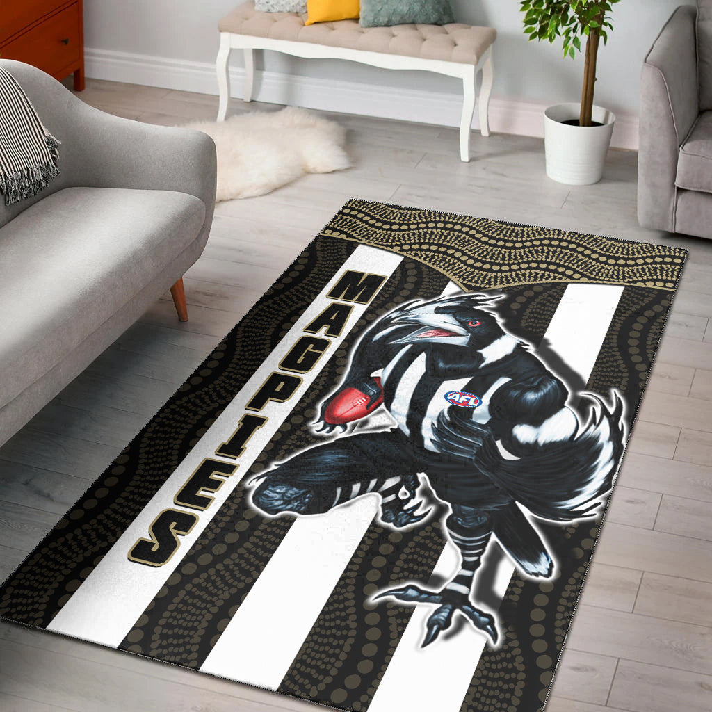 magpies-football-area-rug-collingwood-1892-indigenous-sporty-style-ver01