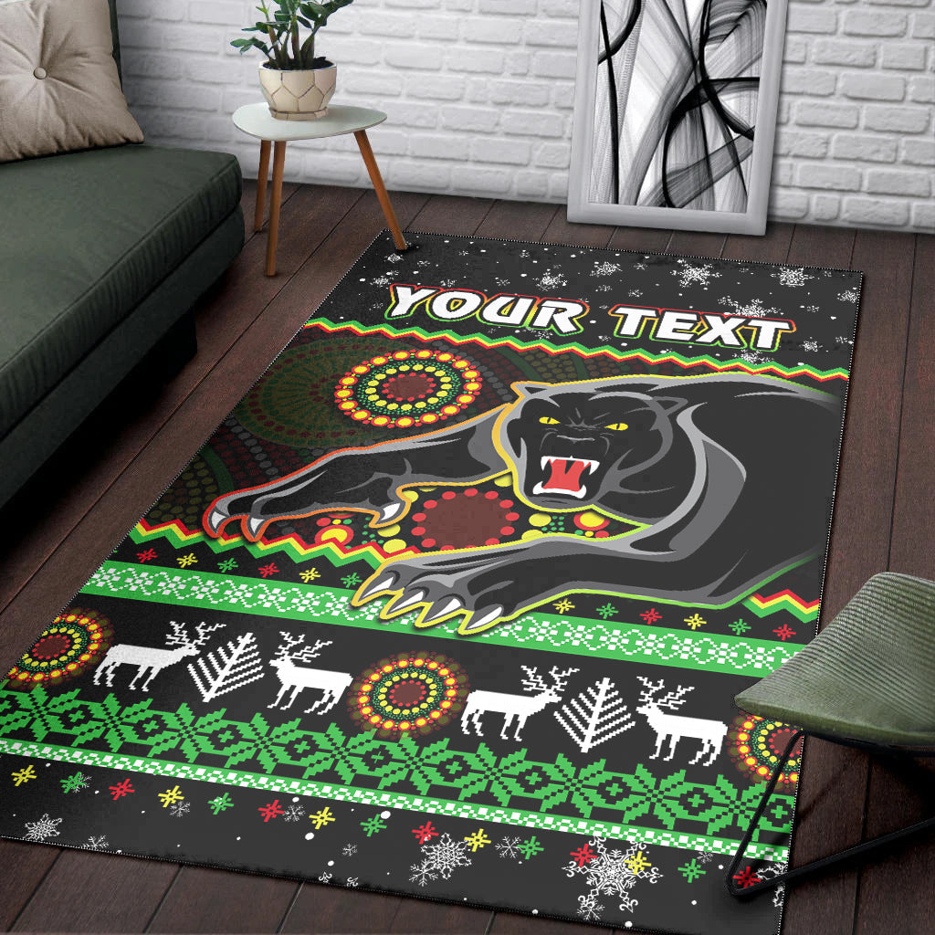 custom-personalised-panthers-christmas-area-rug-aboriginal-pattern-penrith-black-version