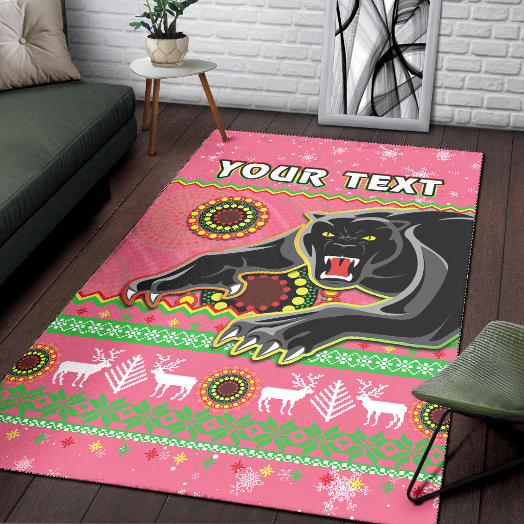 custom-personalised-panthers-christmas-area-rug-aboriginal-pattern-penrith-pink-version