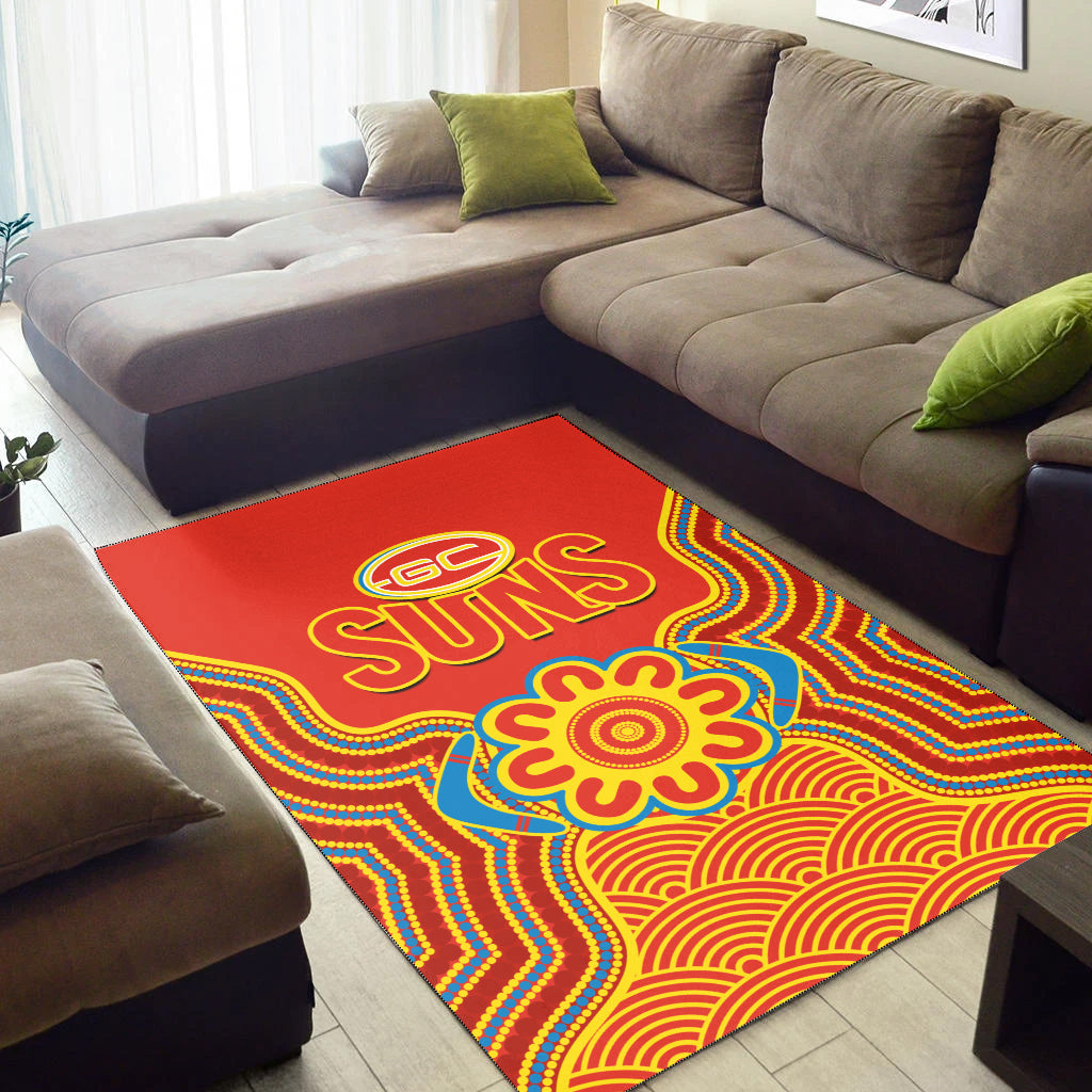 gold-coast-football-area-rug-suns-indigenous-pattern