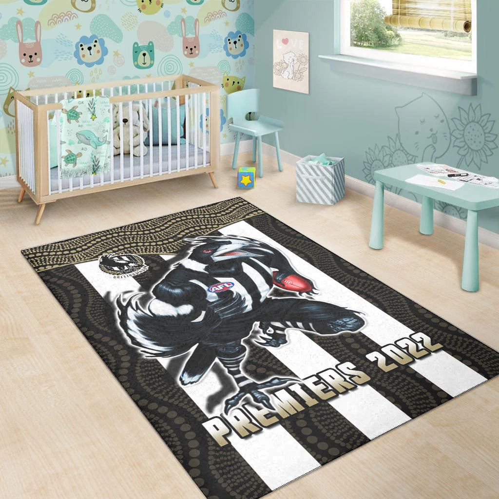 magpies-football-area-rug-collingwood-1892-indigenous-sporty-style-ver02