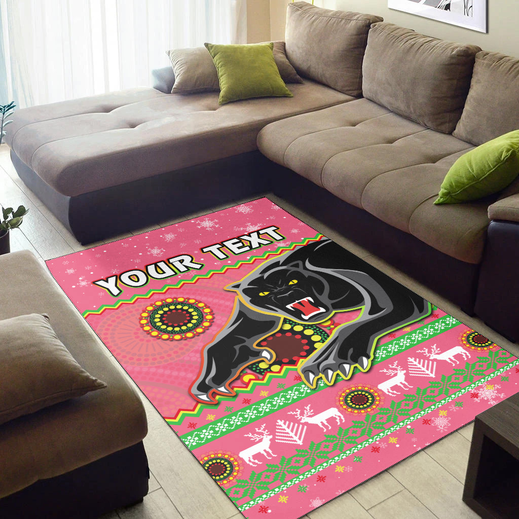 custom-personalised-panthers-christmas-area-rug-aboriginal-pattern-penrith-pink-version