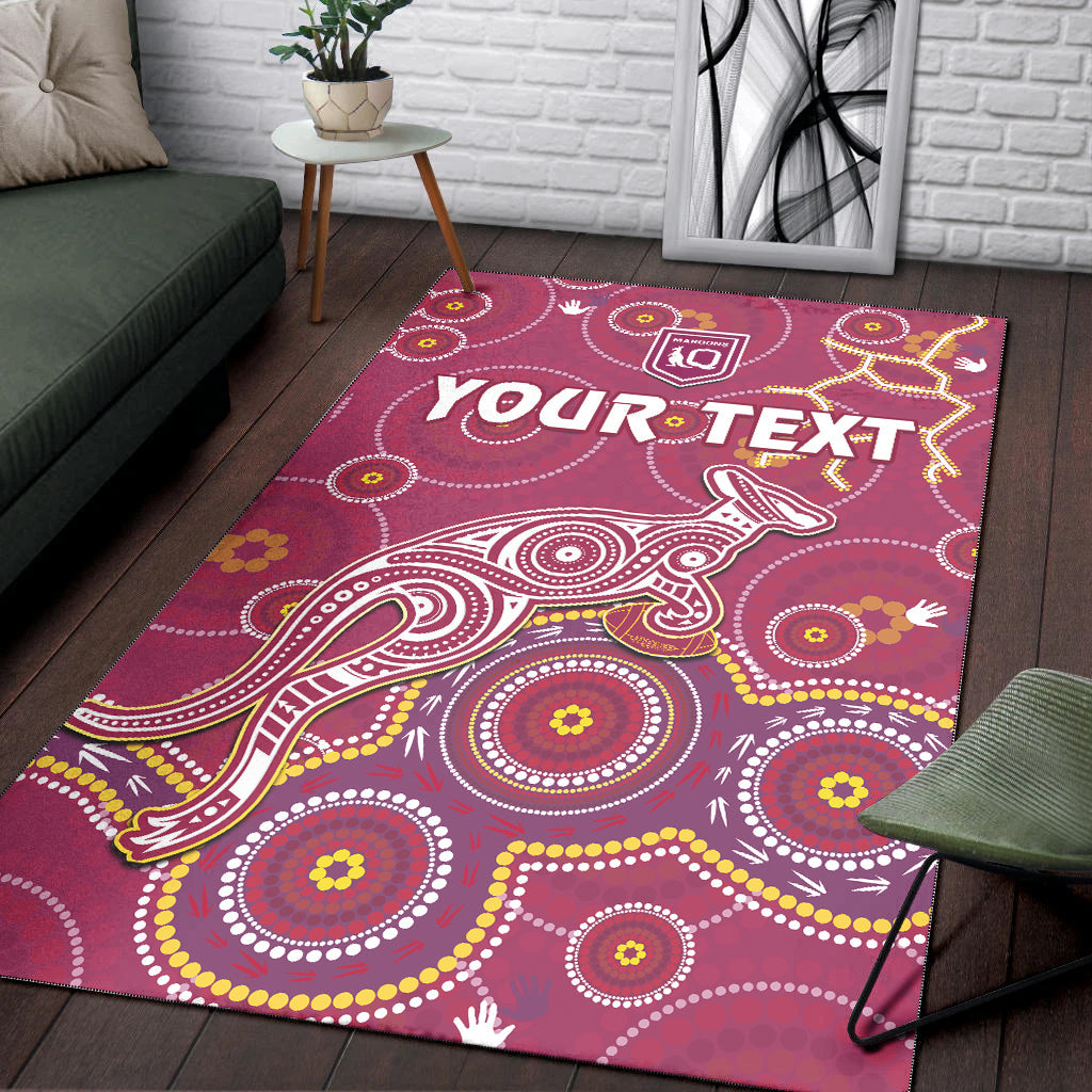 custom-personalised-maroons-rugby-area-rug-kangaroo-indigenous-pattern-unique-version