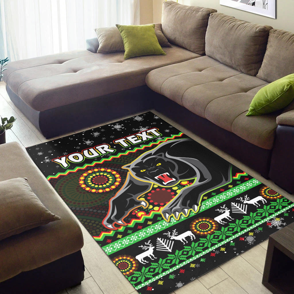 custom-personalised-panthers-christmas-area-rug-aboriginal-pattern-penrith-black-version