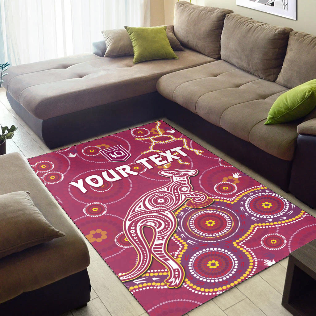 custom-personalised-maroons-rugby-area-rug-kangaroo-indigenous-pattern-unique-version