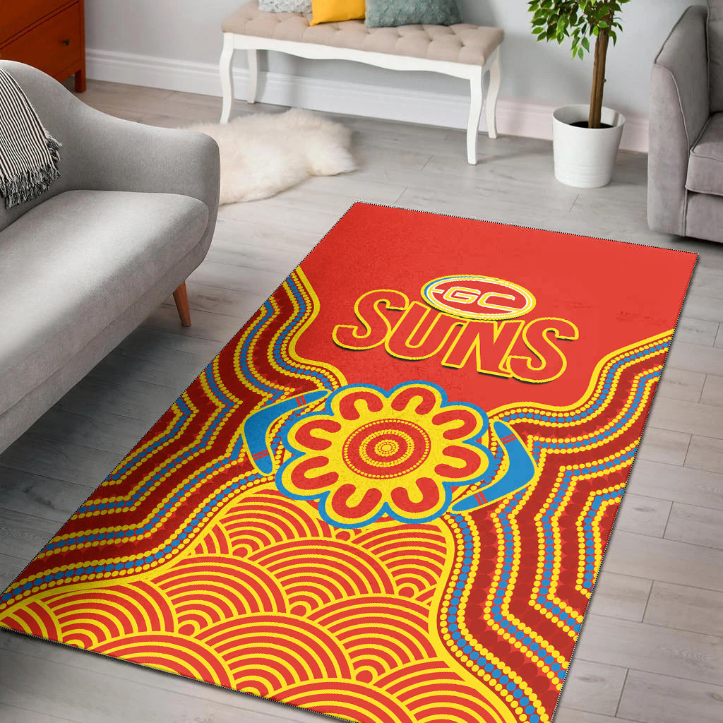 gold-coast-football-area-rug-suns-indigenous-pattern