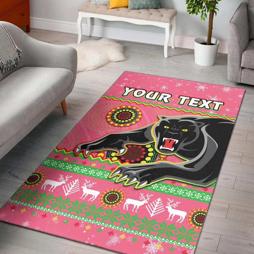 custom-personalised-panthers-christmas-area-rug-aboriginal-pattern-penrith-pink-version