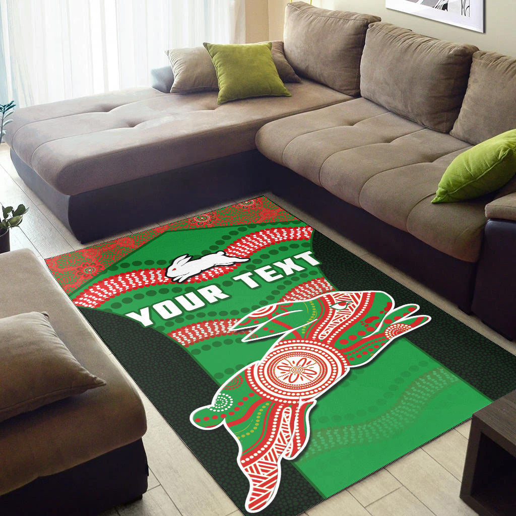 custom-personalised-rabbitohs-rugby-area-rug-souths-1908-aboriginal-dot-painting-go-bunnies