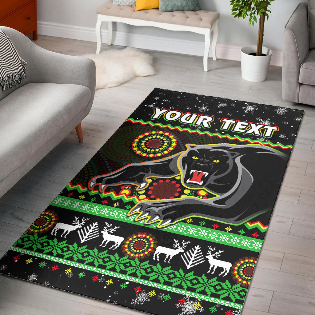 custom-personalised-panthers-christmas-area-rug-aboriginal-pattern-penrith-black-version