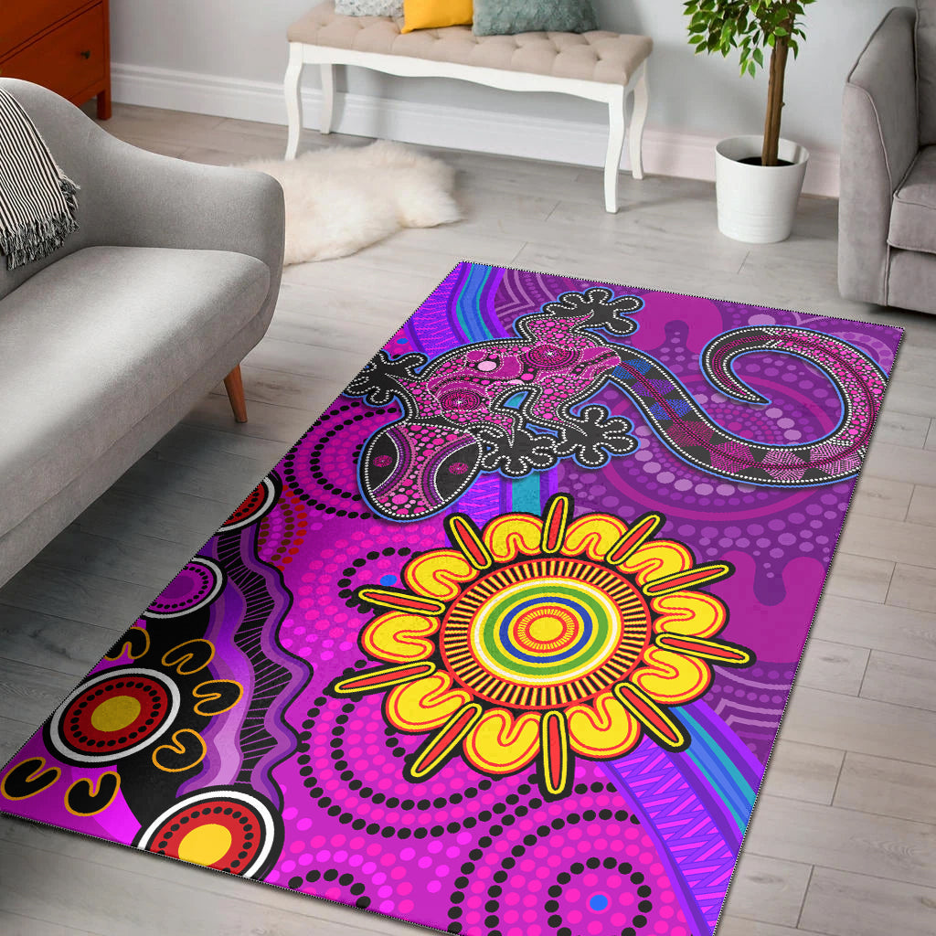 australia-lizard-and-sun-area-rug-aboriginal-art-purple