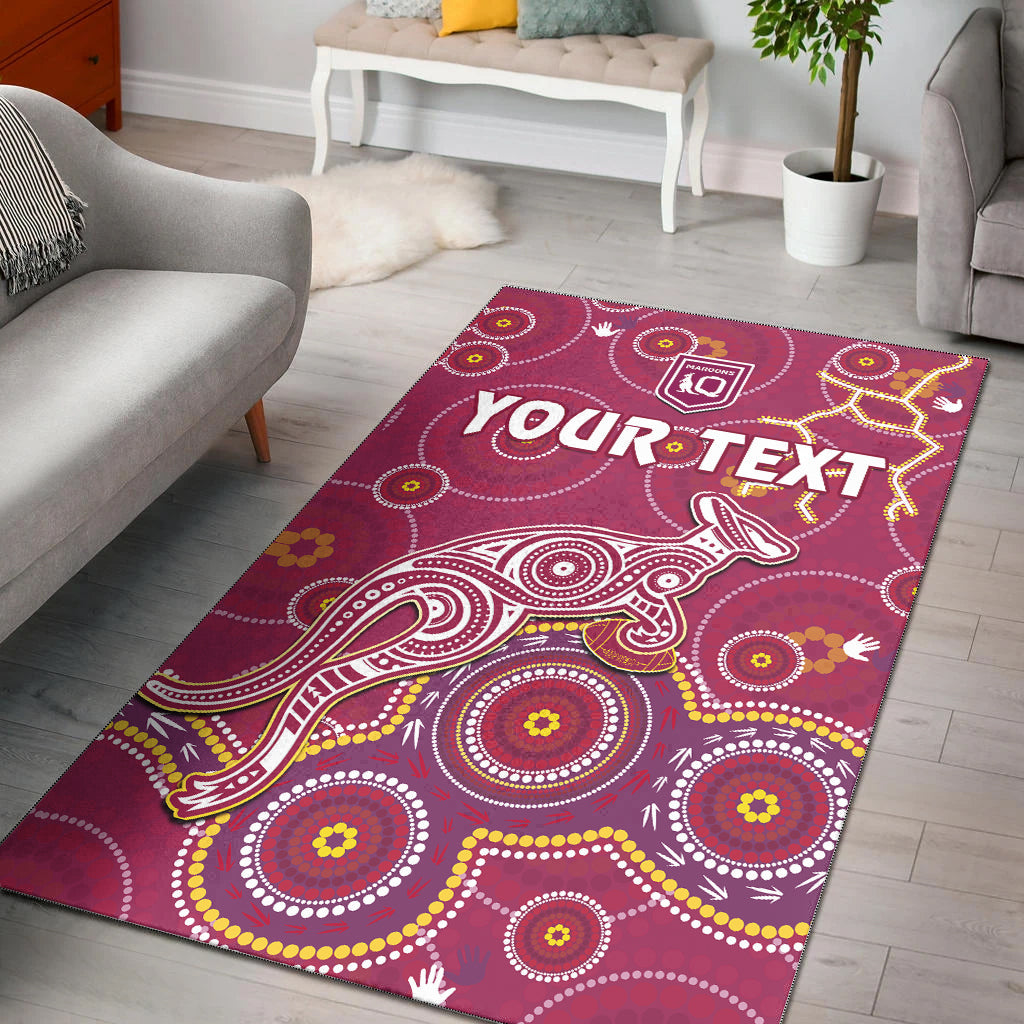 custom-personalised-maroons-rugby-area-rug-kangaroo-indigenous-pattern-unique-version