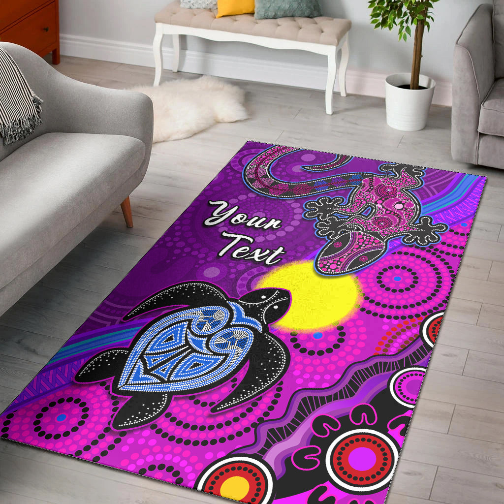 custom-personalised-australia-lizard-and-turtle-area-rug-aboriginal-art-beautiful-life