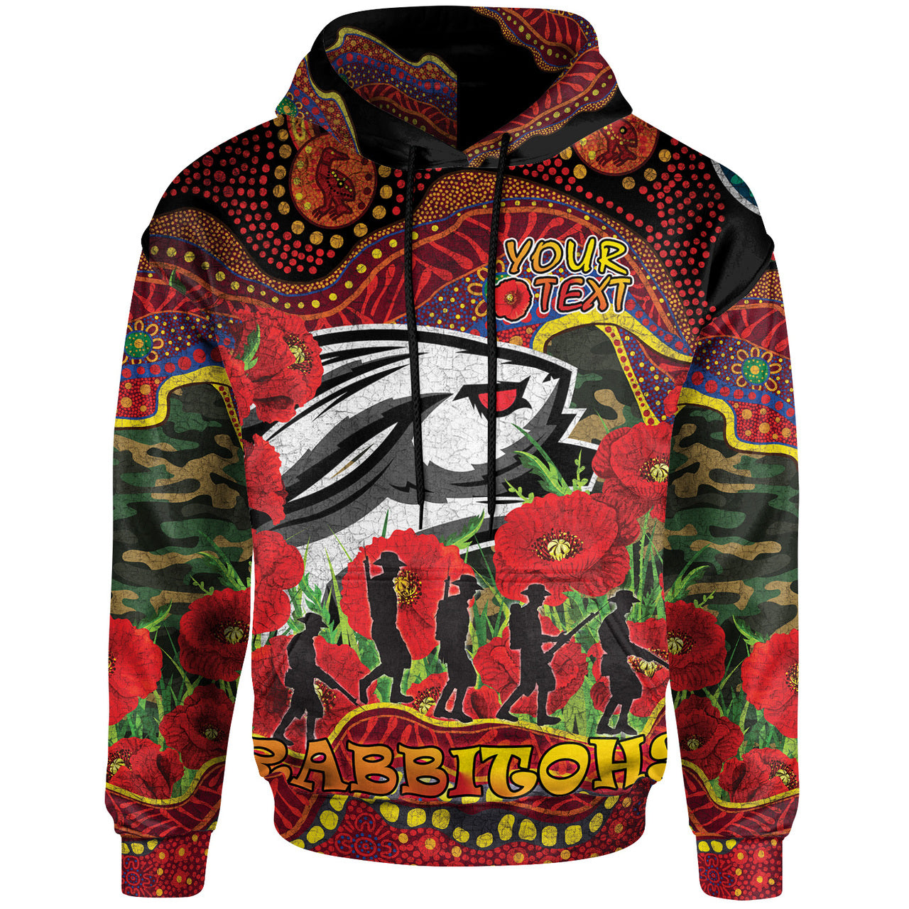 rabbitohs-rugby-aboriginal-anzac-day-custom-hoodie-lest-we-forget-rabbitohs-with-poppy-flower