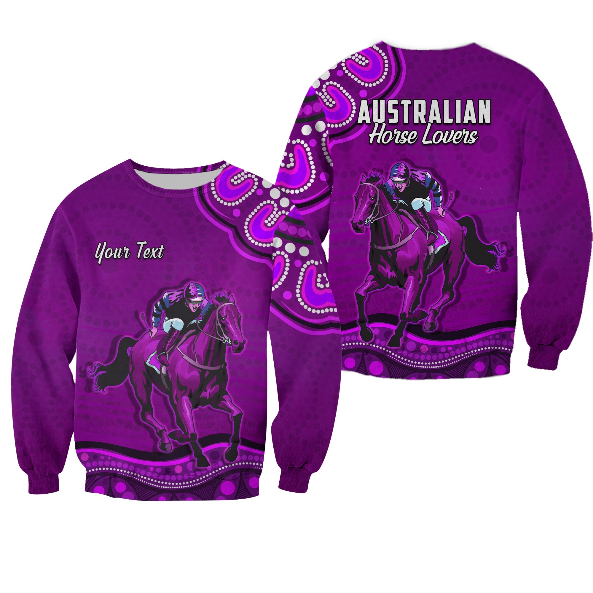 custom-personalised-launceston-cup-2022-sweatshirt-australia-aboriginal-purple-horse-lovers