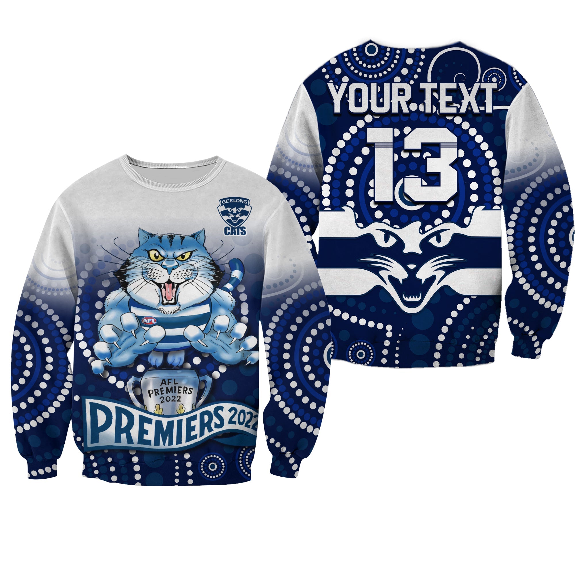 custom-text-and-number-cats-football-sweatshirt-aboriginal-australian-premiers-2022-proud-geelong-cartoon