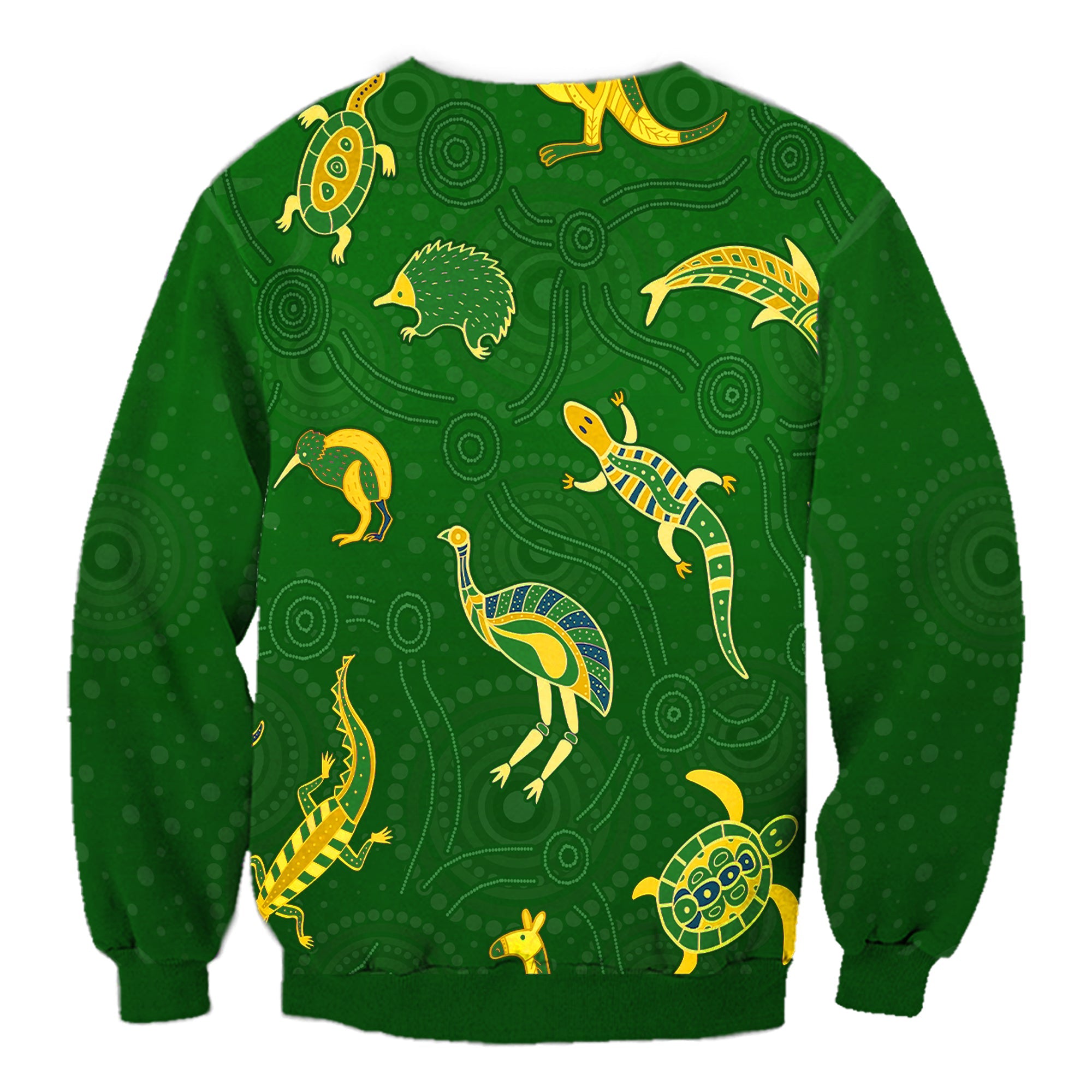 aboriginal-art-sweatshirt-animals-australia-version-green