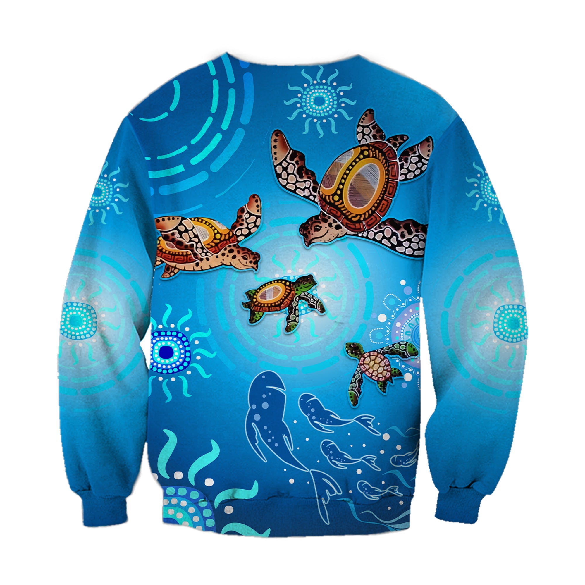 australian-aboriginal-sweatshirt-happy-turtle-family-version-blue