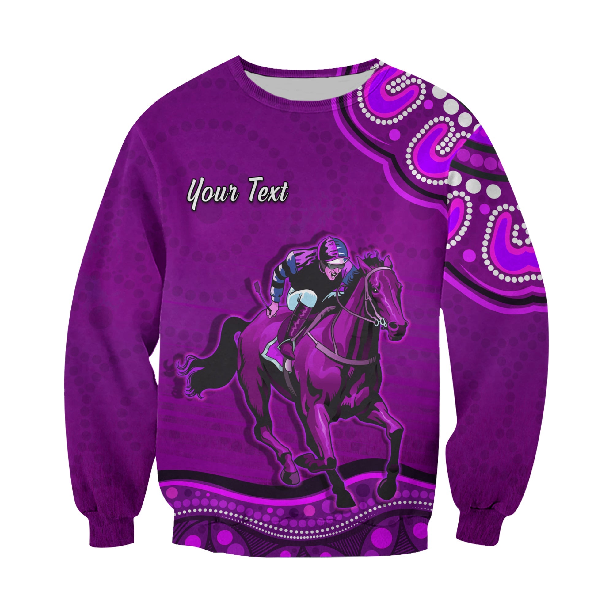 custom-personalised-launceston-cup-2022-sweatshirt-australia-aboriginal-purple-horse-lovers