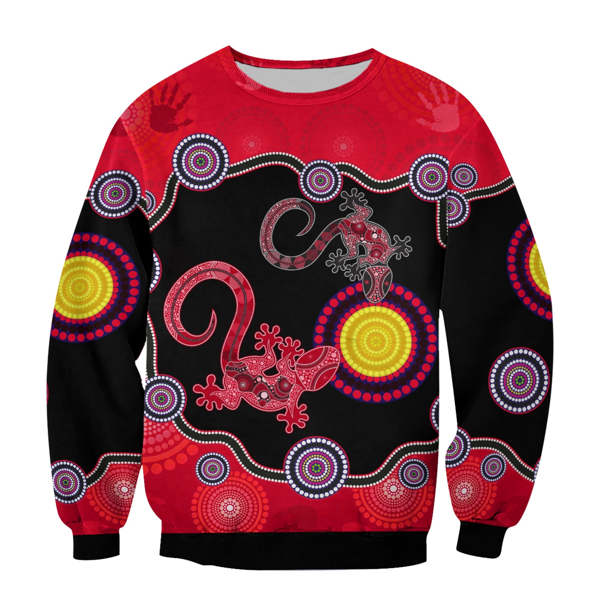 custom-personalised-aboriginal-lizard-sweatshirt-attracted-australia-version-red