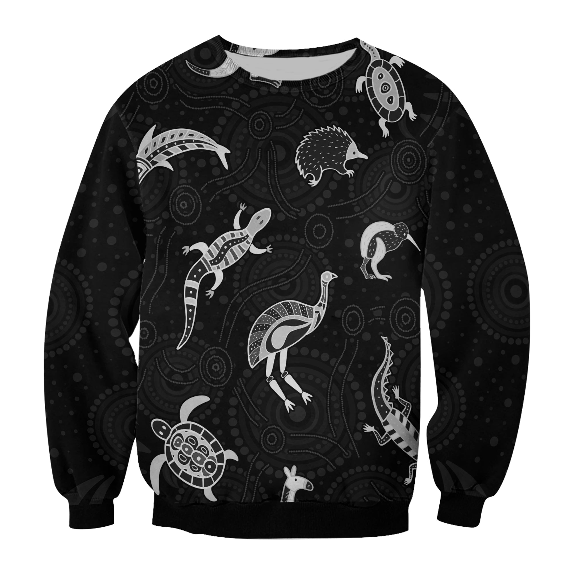 aboriginal-art-sweatshirt-animals-australia-version-black