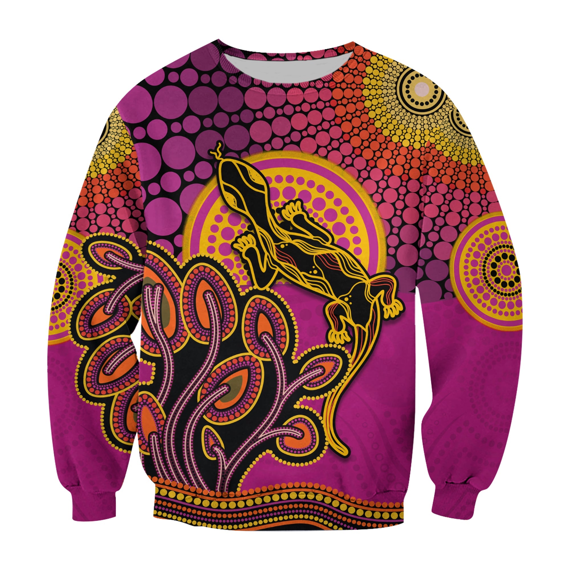 custom-personalised-aboriginal-lizard-sweatshirt-tree-on-the-hill-sunshine