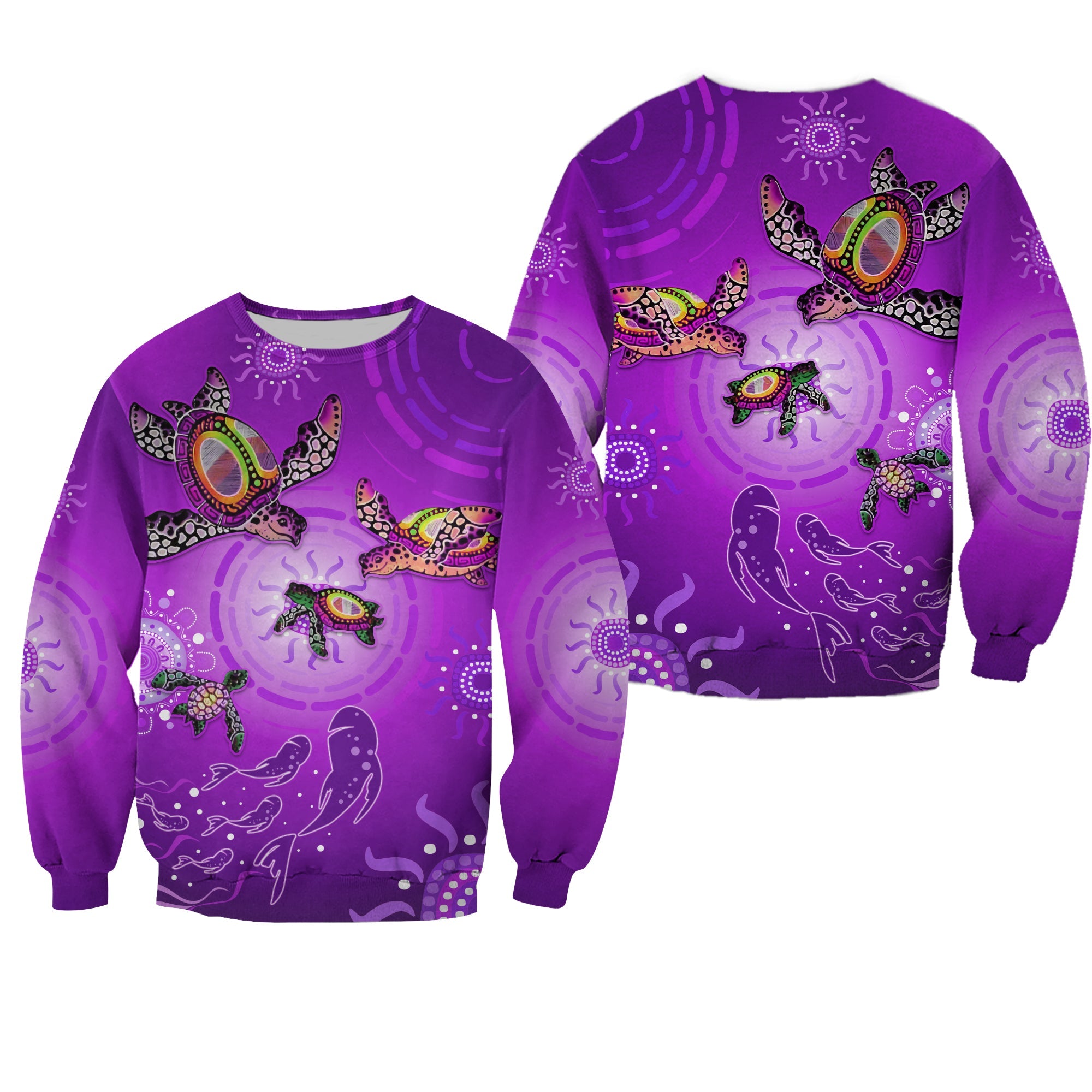 australian-aboriginal-sweatshirt-happy-turtle-family-version-purple