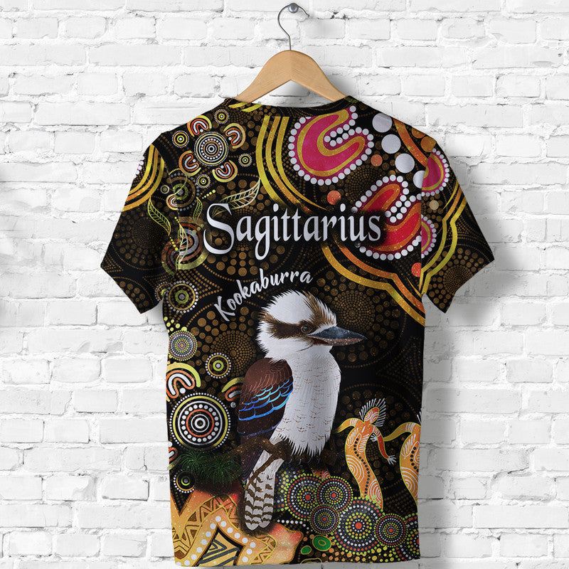 australian-astrology-t-shirt-sagittarius-kookaburra-zodiac-aboriginal-vibes-gold