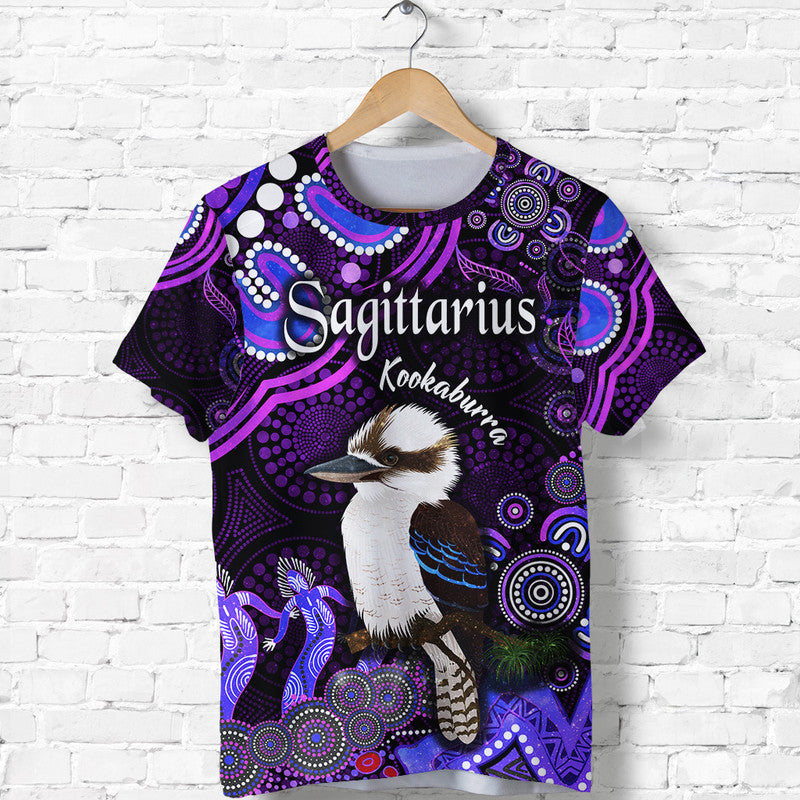 australian-astrology-t-shirt-sagittarius-kookaburra-zodiac-aboriginal-vibes-purple