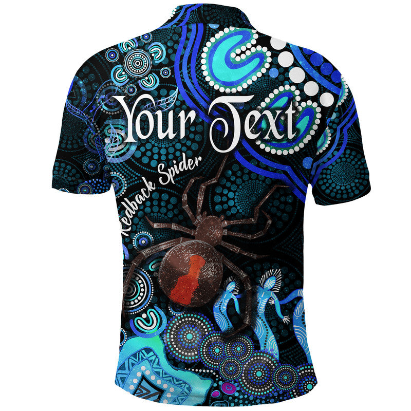 custom-personalised-australian-astrology-polo-shirt-scorpio-redback-spider-zodiac-aboriginal-vibes-blue