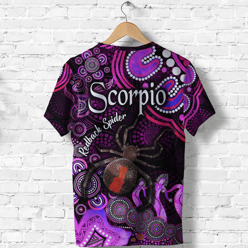 australian-astrology-t-shirt-scorpio-redback-spider-zodiac-aboriginal-vibes-pink