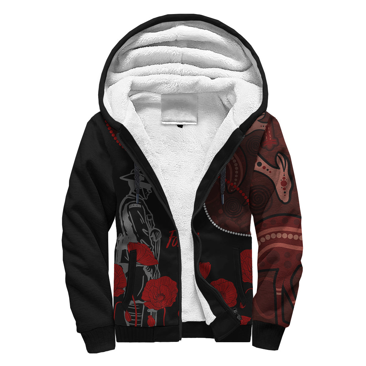 australia-anzac-day-sherpa-hoodie-aboriginal-art-with-poppies