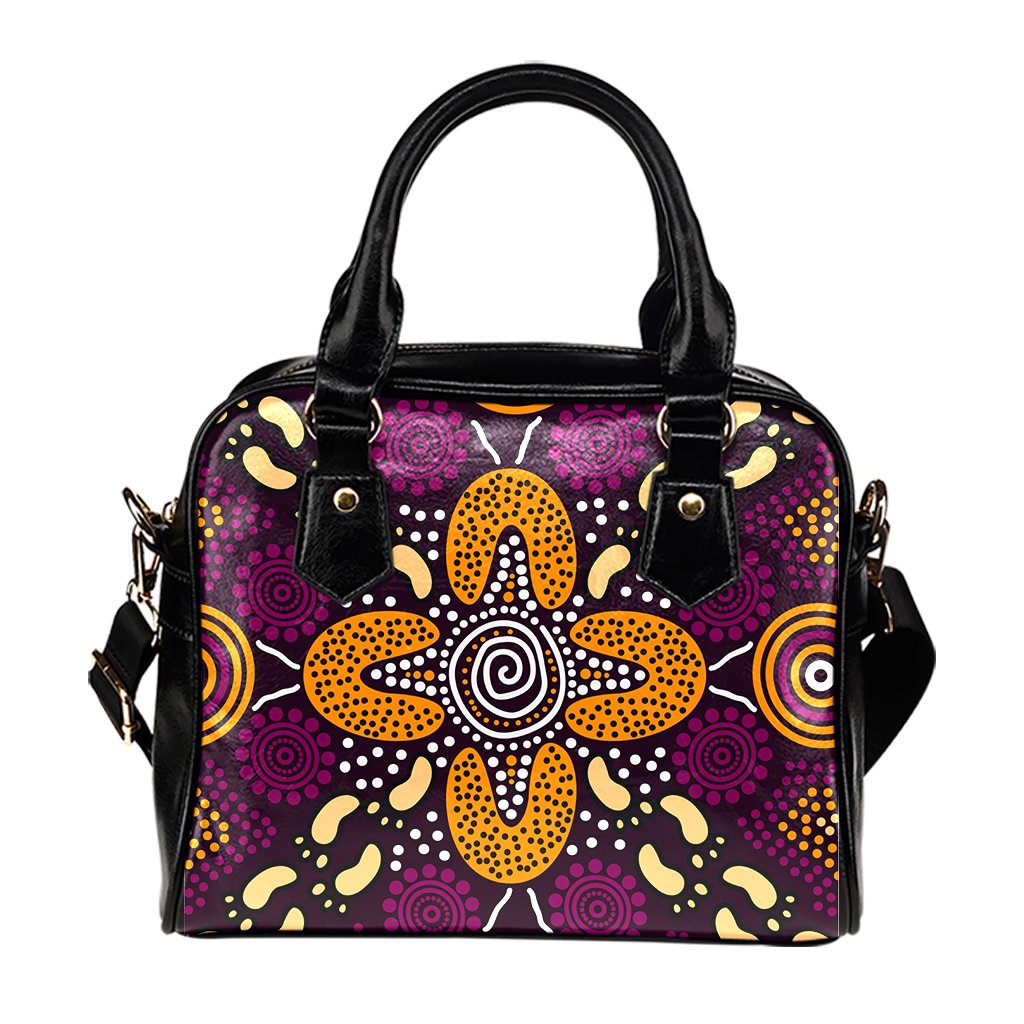 Aboriginal Shoulder Handbags  - Flowers Dot Panting Art - Vibe Hoodie