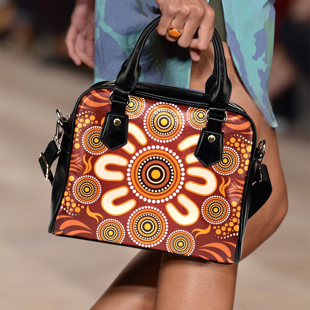 Aboriginal Shoulder Handbags - Circle Flowers Patterns Ver02 - Vibe Hoodie