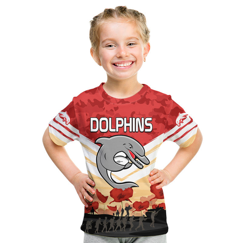 custom-text-and-number-redcliffe-dolphins-rugby-anzac-kid-t-shirt-we-will-remember