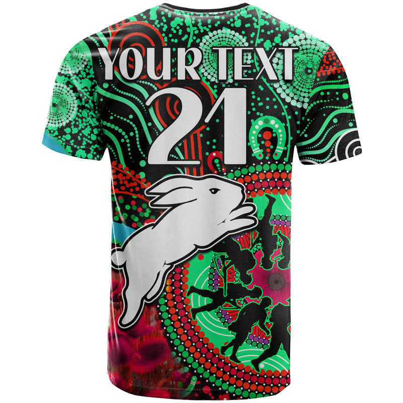 custom-personalised-rabbitohs-rugby-anzac-t-shirt-aboriginal-military-and-poppy-flowers